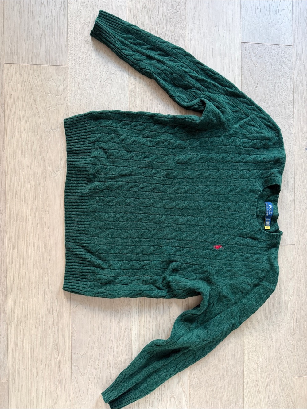 Polo by Ralph Lauren Forest Green Cable Knit Crewneck Sweater - Picture 1 of 4